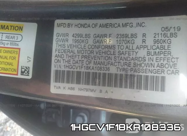 1HGCV1F18KA108336 фото 10