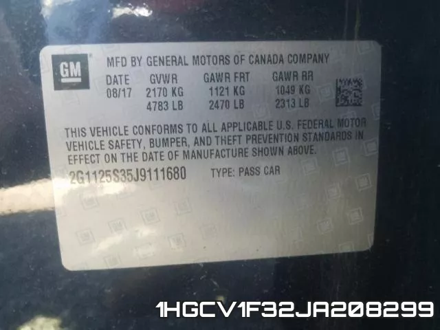 1HGCV1F32JA208299 фото 2