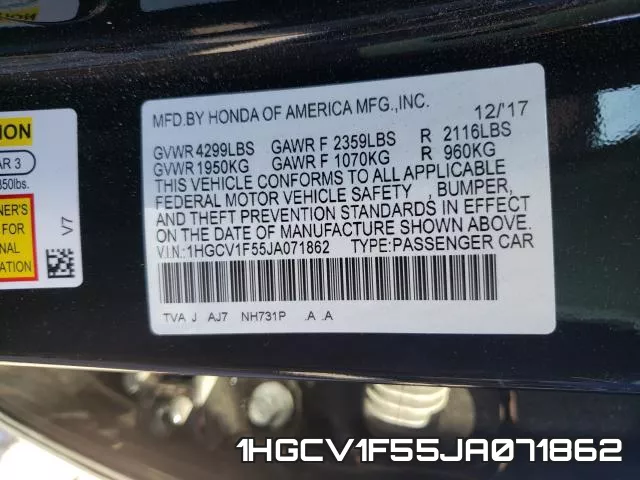 1HGCV1F55JA071862 фото 2