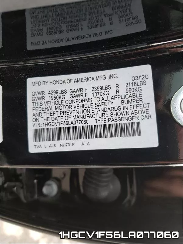 1HGCV1F56LA077060 фото 2