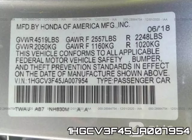 1HGCV3F45JA007954 фото 9