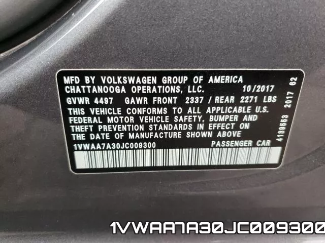 1VWAA7A30JC009300 фото 2