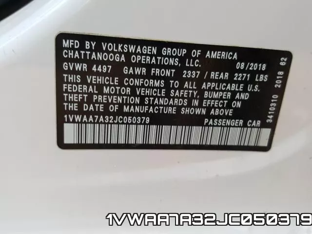 1VWAA7A32JC050379 фото 2