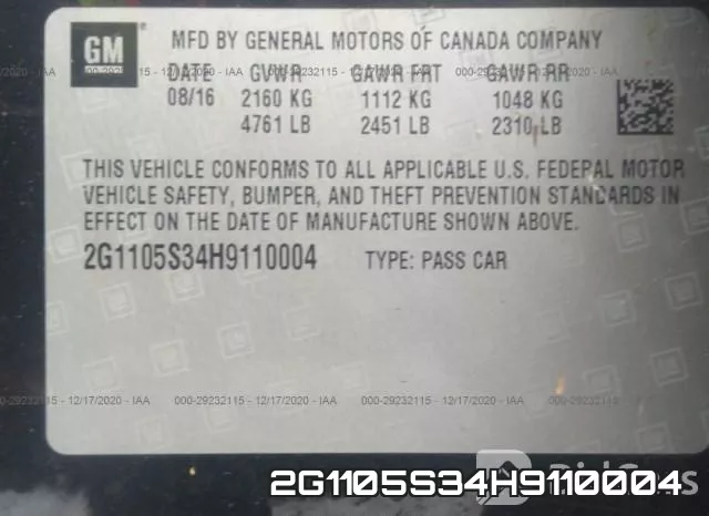 2G1105S34H9110004 фото 10