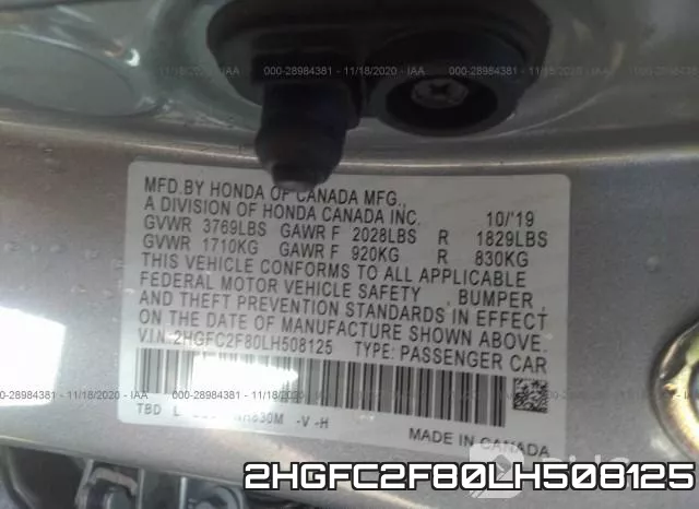 2HGFC2F80LH508125 фото 10
