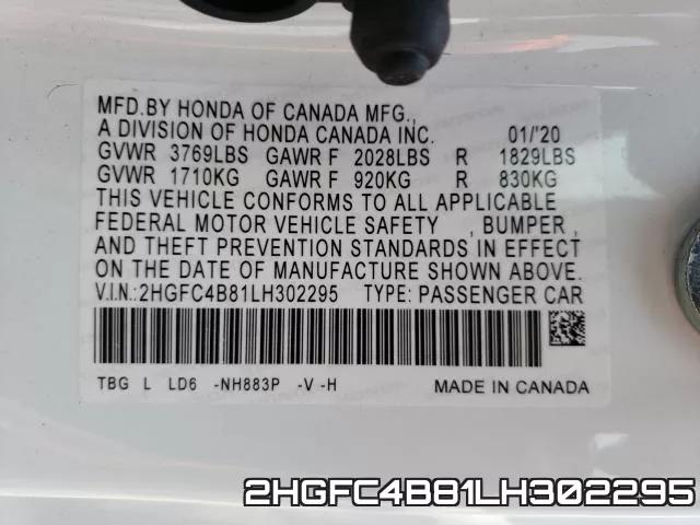 2HGFC4B81LH302295 фото 2