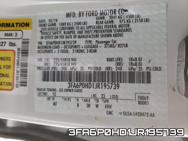 3FA6P0HD1JR195739 фото 2