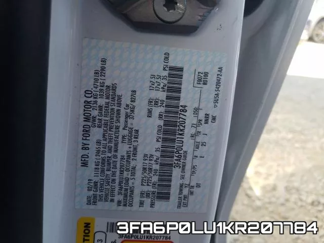 3FA6P0LU1KR207784 фото 2