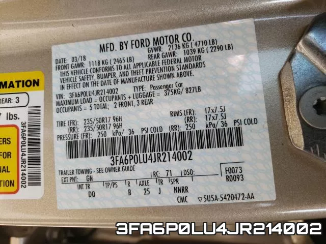 3FA6P0LU4JR214002 фото 2