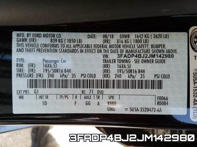 3FADP4BJ2JM142980 фото 2