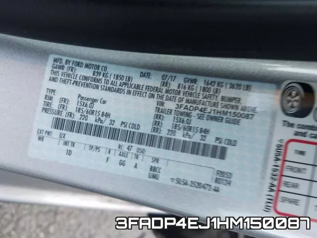 3FADP4EJ1HM150087 фото 2