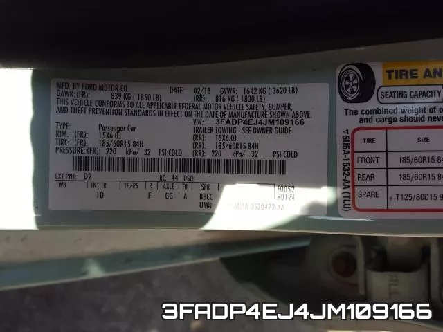 3FADP4EJ4JM109166 фото 2