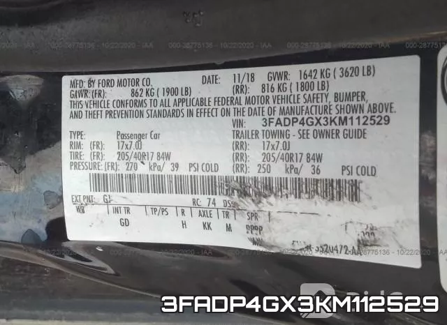 3FADP4GX3KM112529 фото 10