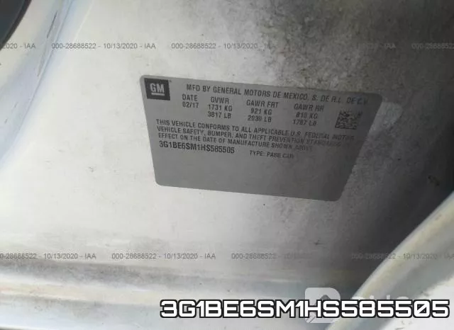 3G1BE6SM1HS585505 фото 7
