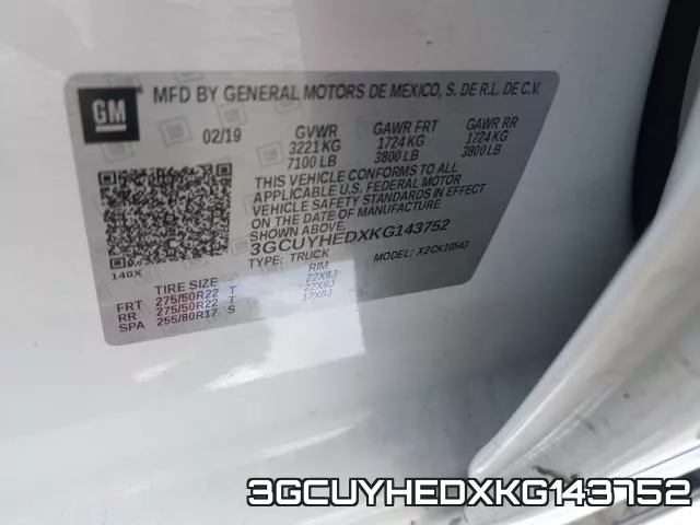 3GCUYHEDXKG143752 фото 2