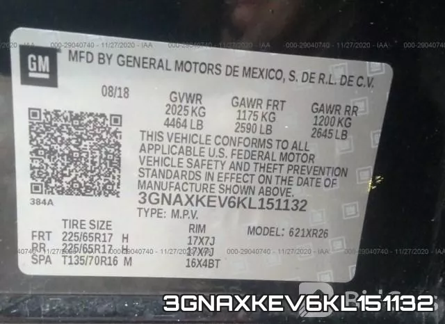 3GNAXKEV6KL151132 фото 10