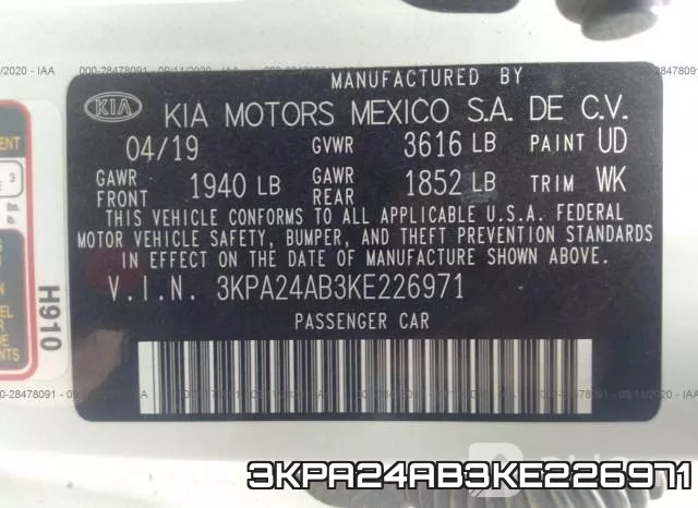 3KPA24AB3KE226971 фото 10