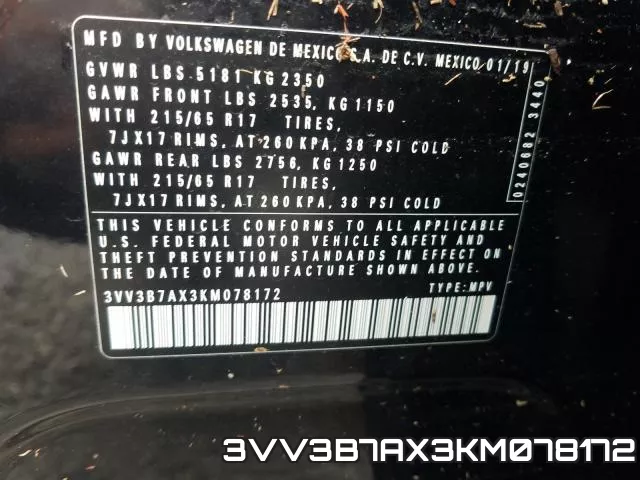 3VV3B7AX3KM078172 фото 2