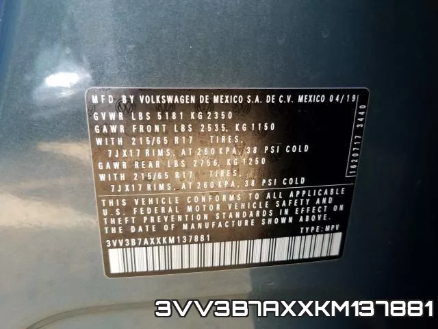3VV3B7AXXKM137881 фото 2