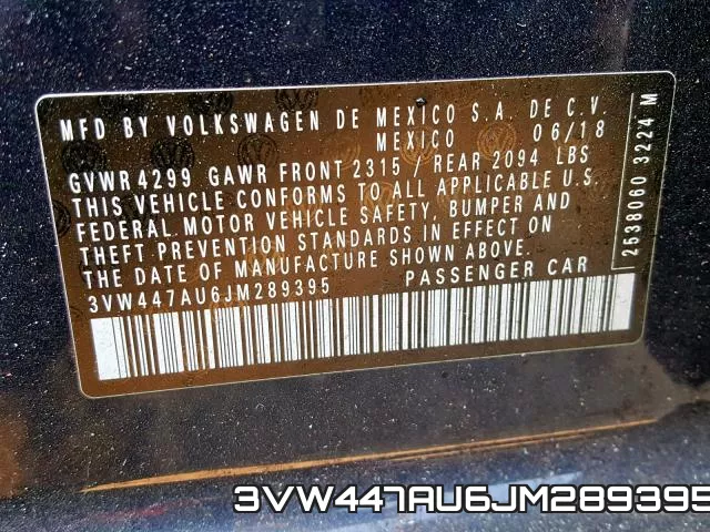 3VW447AU6JM289395 фото 2