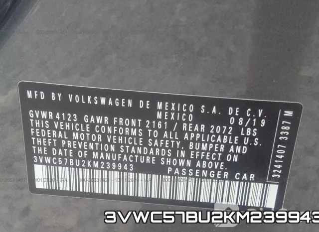 3VWC57BU2KM239943 фото 10