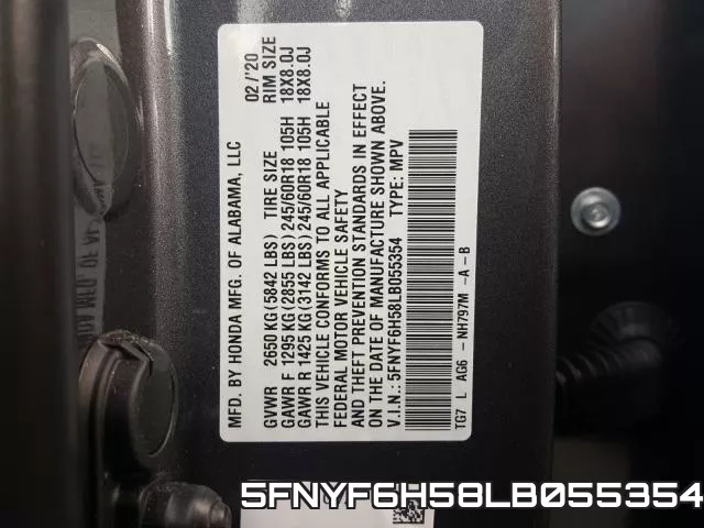 5FNYF6H58LB055354 фото 2
