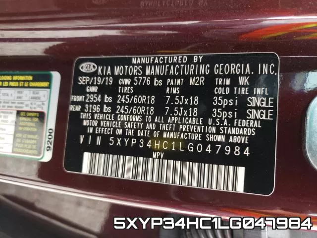 5XYP34HC1LG047984 фото 2