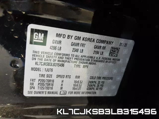 KL7CJKSB3LB315496 фото 2