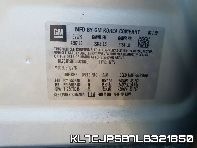 KL7CJPSB7LB321850 фото 2