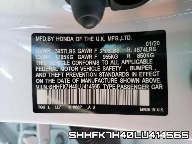 SHHFK7H40LU414565 фото 2