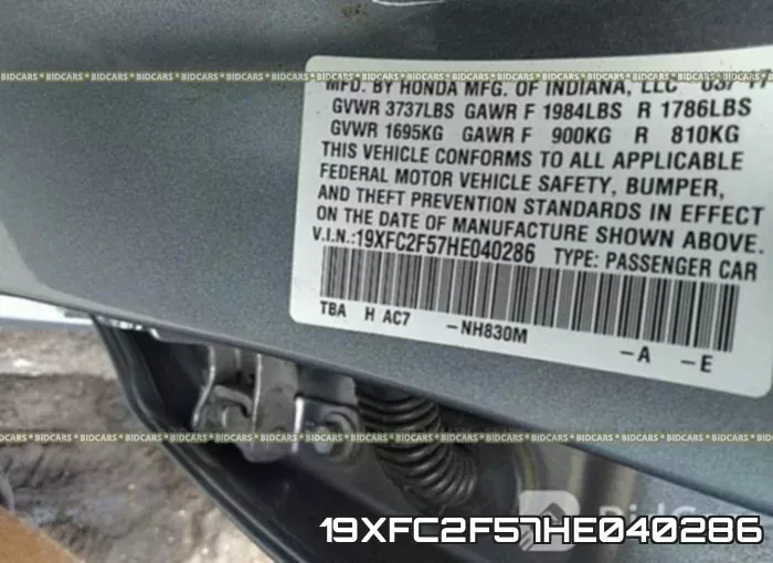 19XFC2F57HE040286 фото 10