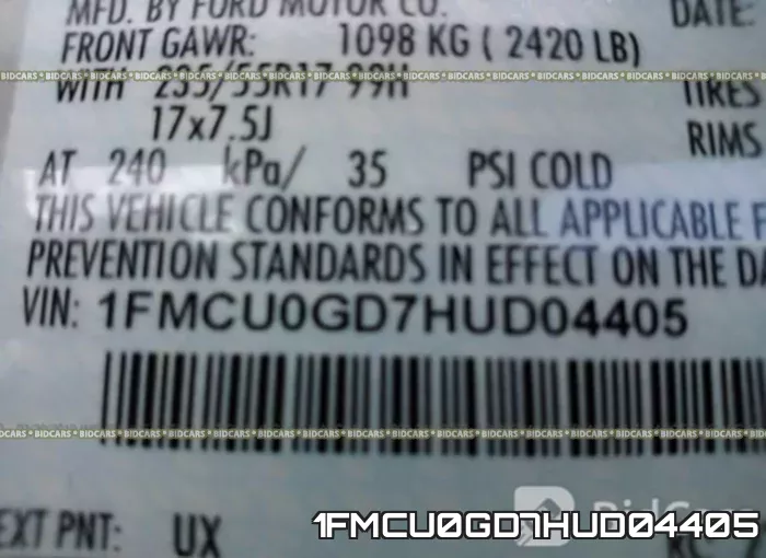 1FMCU0GD7HUD04405 фото 10