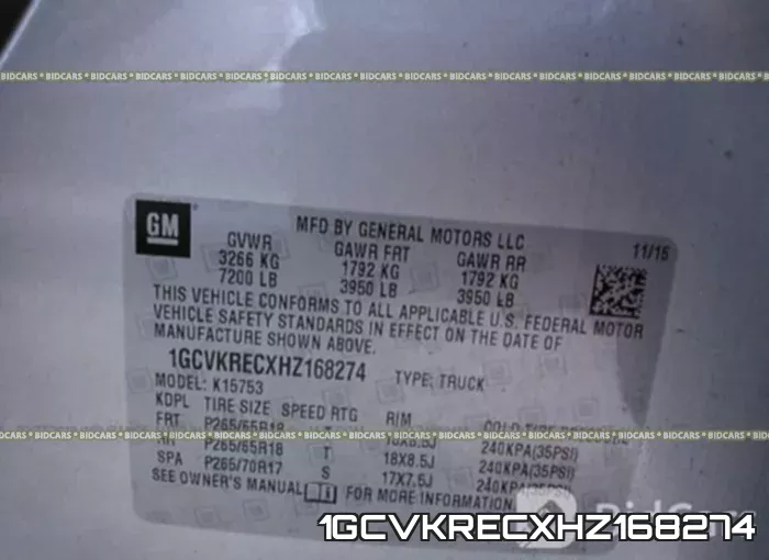 1GCVKRECXHZ168274 фото 10