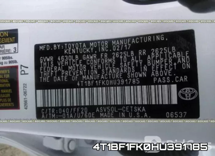 4T1BF1FK0HU391785 фото 10