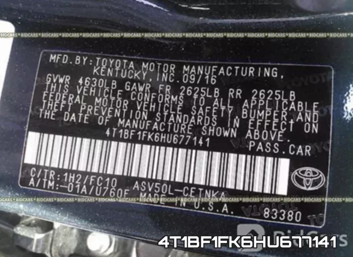 4T1BF1FK6HU677141 фото 10