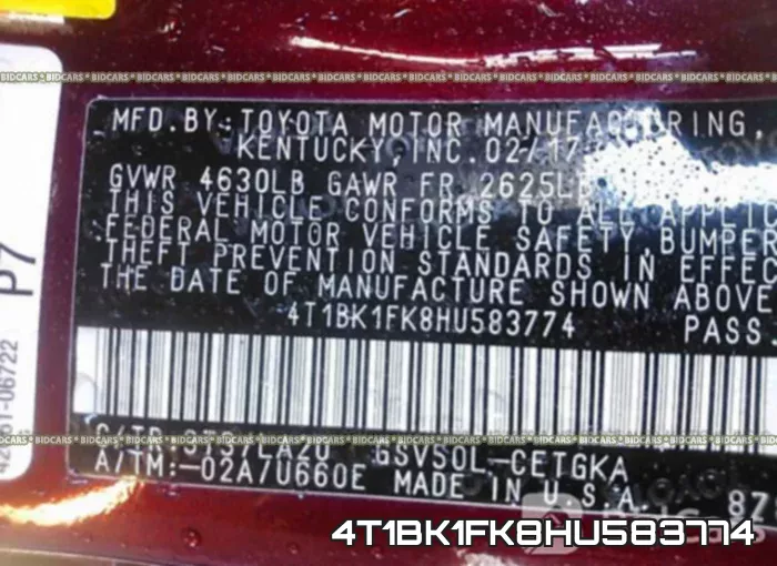 4T1BK1FK8HU583774 фото 10