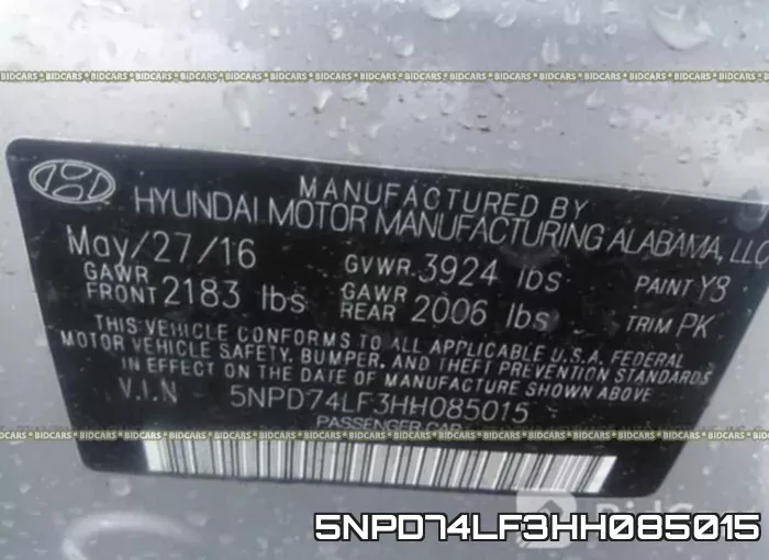 5NPD74LF3HH085015 фото 10