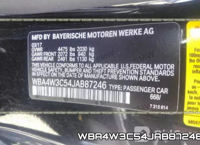 WBA4W3C54JAB87246 фото 10