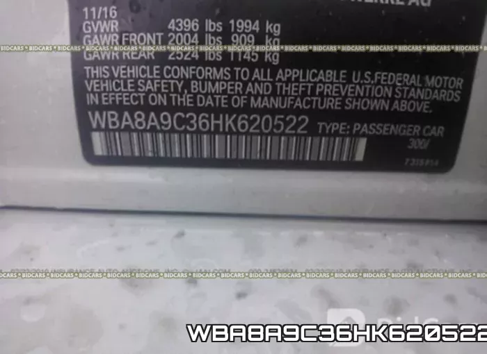 WBA8A9C36HK620522 фото 10
