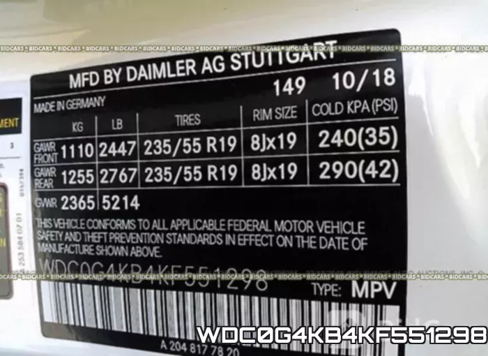 WDC0G4KB4KF551298 фото 10