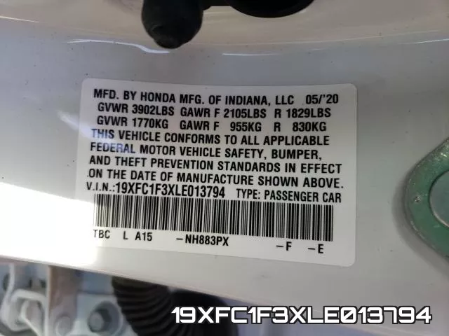 19XFC1F3XLE013794 фото 2