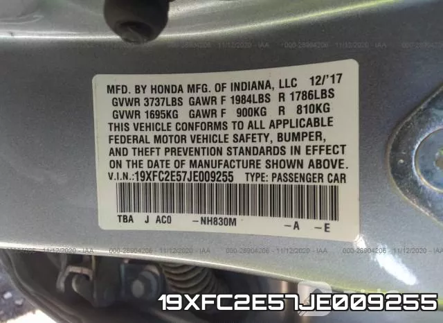 19XFC2E57JE009255 фото 9