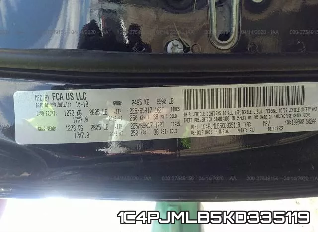 1C4PJMLB5KD335119 фото 9