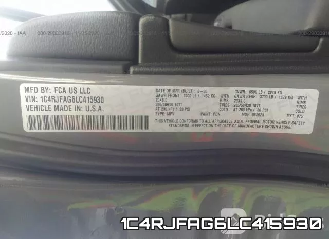 1C4RJFAG6LC415930 фото 10