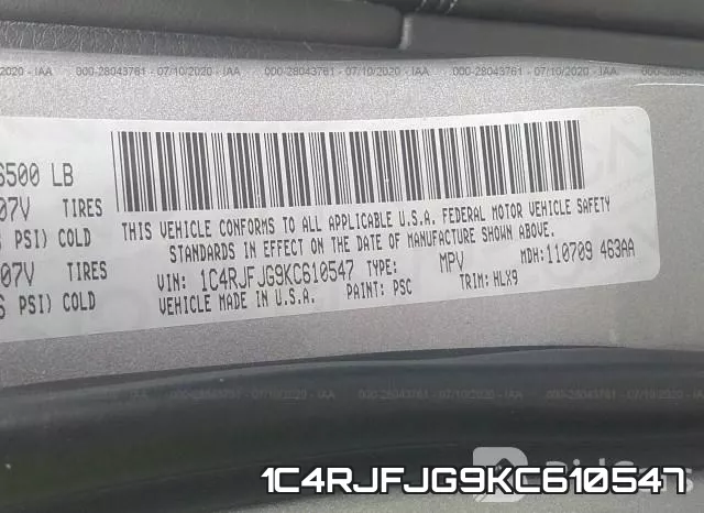 1C4RJFJG9KC610547 фото 10