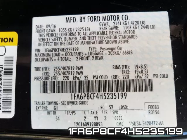 1FA6P8CF4H5235199 фото 2