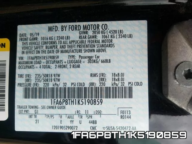 1FA6P8TH1K5190859 фото 2