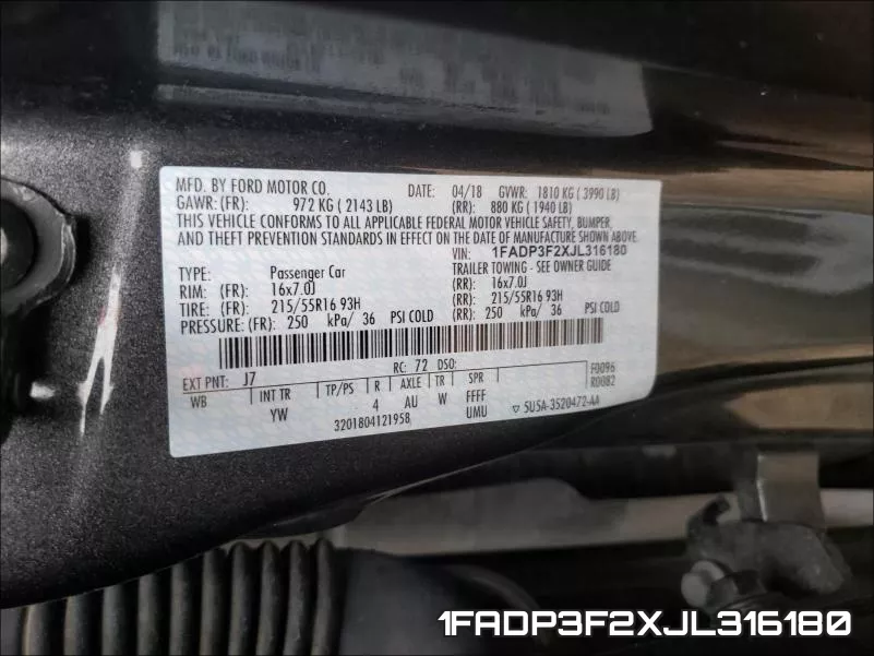 1FADP3F2XJL316180 фото 2