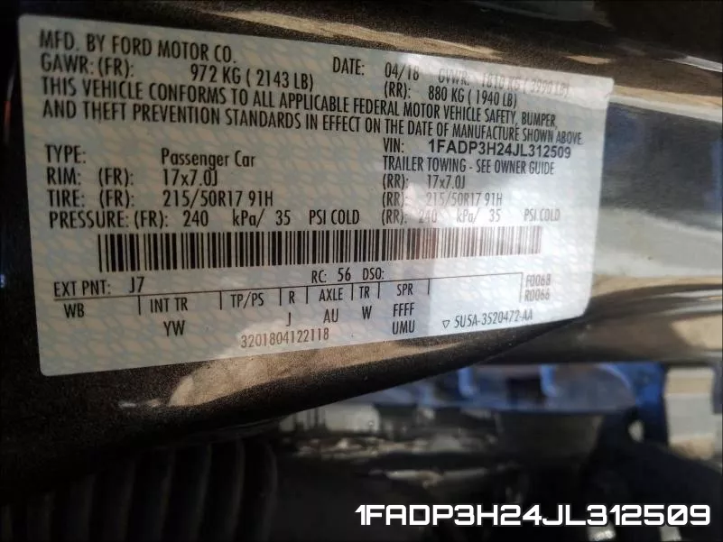 1FADP3H24JL312509 фото 2