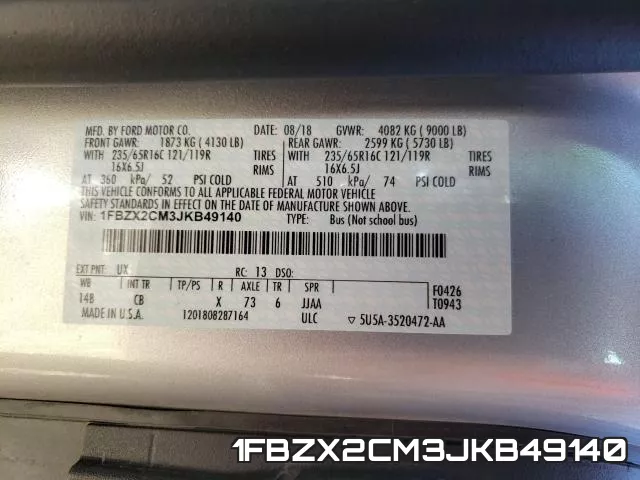 1FBZX2CM3JKB49140 фото 2